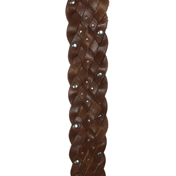 OLD NAVY Braided Leather Belt Stud Details Western Equestrian Rodeo Size Medium - Picture 13 of 15
